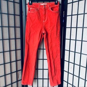 Topshop moto red orange high rise jeans sz 25